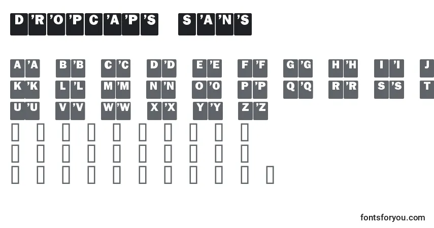A fonte DropCaps Sans – alfabeto, números, caracteres especiais