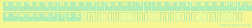 Fonte DropCaps Sans – fontes verdes em um fundo amarelo