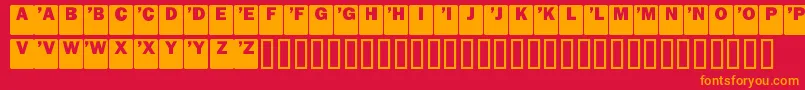 DropCaps Sans-Schriftart – Orangefarbene Schriften auf rotem Hintergrund