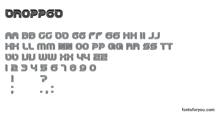 Czcionka Dropped – alfabet, cyfry, specjalne znaki