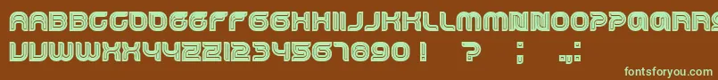 フォントDropped – 緑色の文字が茶色の背景にあります。