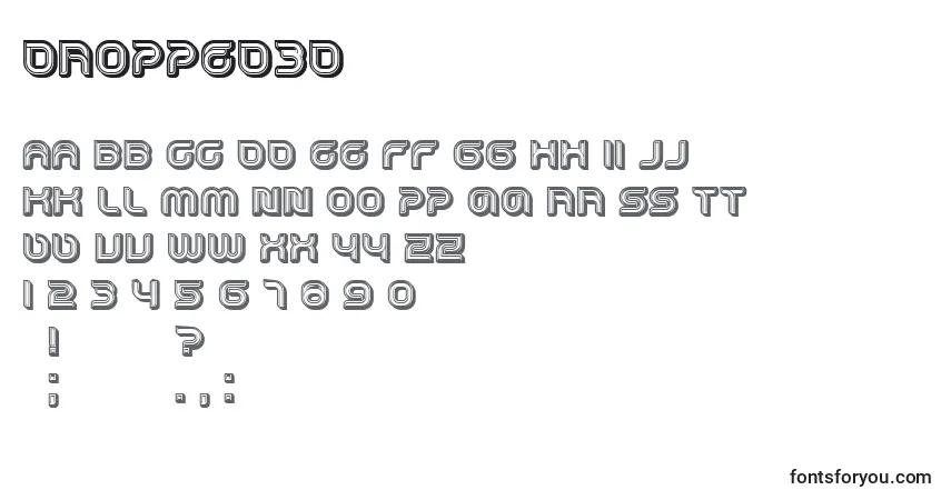Czcionka Dropped3D – alfabet, cyfry, specjalne znaki