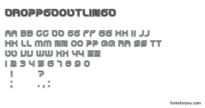 Fuente DroppedOutlined - alfabeto, números, caracteres especiales