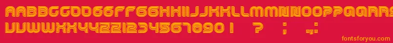 フォントDroppedOutlined – 赤い背景にオレンジの文字