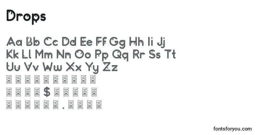 Schriftart Drops – Alphabet, Zahlen, spezielle Symbole