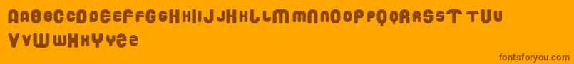 DROWM   -Schriftart – Braune Schriften auf orangefarbenem Hintergrund