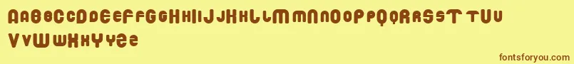 フォントDROWM    – 茶色の文字が黄色の背景にあります。