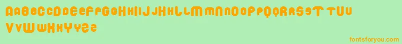 フォントDROWM    – オレンジの文字が緑の背景にあります。