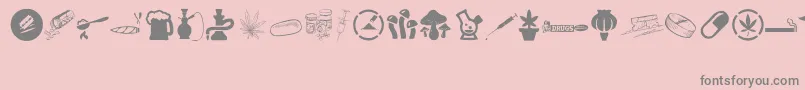 DRUGS-Schriftart – Graue Schriften auf rosa Hintergrund
