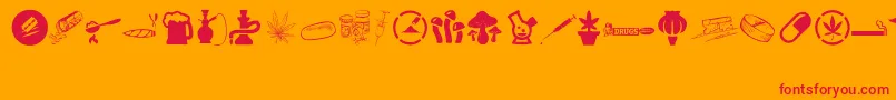 DRUGS Font – Red Fonts on Orange Background
