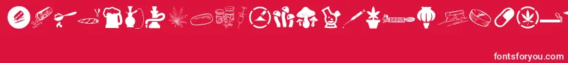 フォントDRUGS – 赤い背景に白い文字