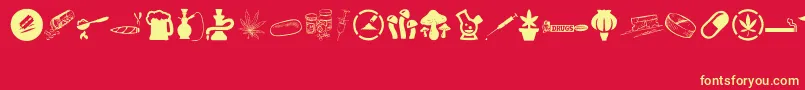 DRUGS Font – Yellow Fonts on Red Background