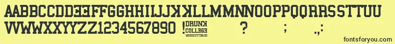 Czcionka Drunk College – czarne czcionki na żółtym tle