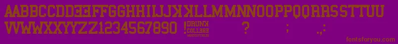 Fonte Drunk College – fontes marrons em um fundo roxo