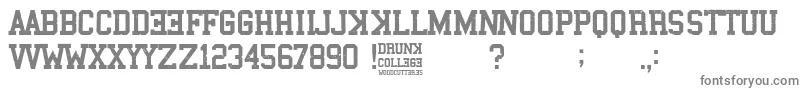 Drunk College-fontti – harmaat kirjasimet valkoisella taustalla