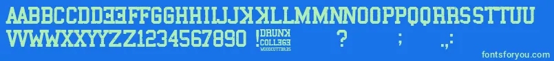 Drunk College Font – Green Fonts on Blue Background