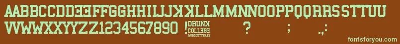 Шрифт Drunk College – зелёные шрифты на коричневом фоне