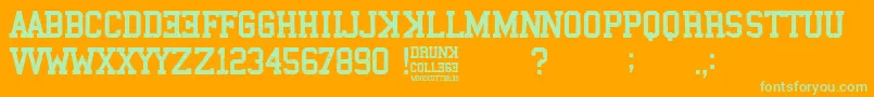 フォントDrunk College – オレンジの背景に緑のフォント