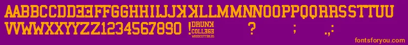 Drunk College-fontti – oranssit fontit violetilla taustalla