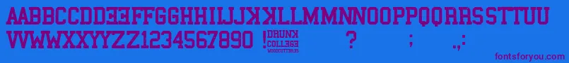 Fonte Drunk College – fontes roxas em um fundo azul