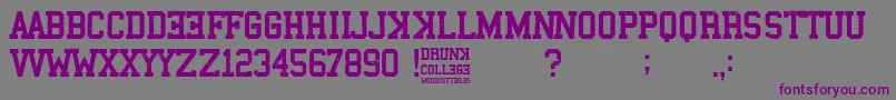 フォントDrunk College – 紫色のフォント、灰色の背景