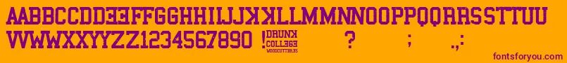 Шрифт Drunk College – фиолетовые шрифты на оранжевом фоне