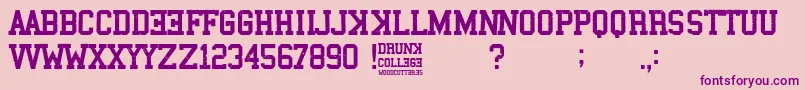 Drunk College-Schriftart – Violette Schriften auf rosa Hintergrund