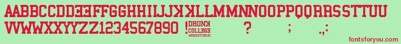 フォントDrunk College – 赤い文字の緑の背景