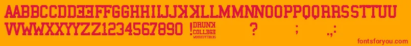 Fonte Drunk College – fontes vermelhas em um fundo laranja