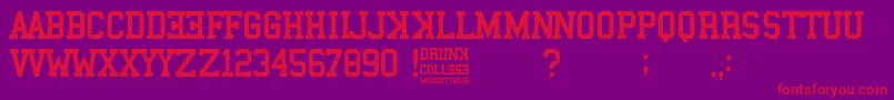 Czcionka Drunk College – czerwone czcionki na fioletowym tle