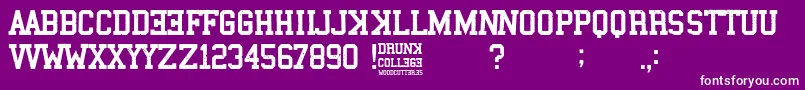 Шрифт Drunk College – белые шрифты на фиолетовом фоне