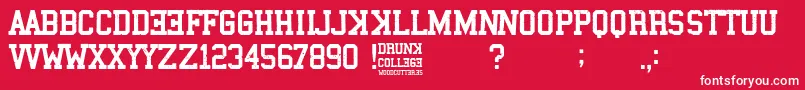 Police Drunk College – polices blanches sur fond rouge
