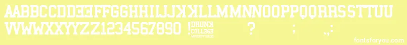 Drunk College Font – White Fonts on Yellow Background