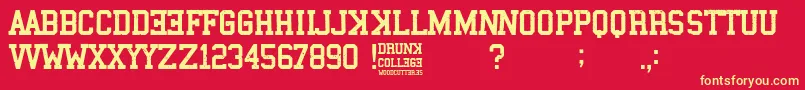 Fonte Drunk College – fontes amarelas em um fundo vermelho