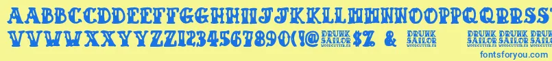 Drunk Sailor Font – Blue Fonts on Yellow Background