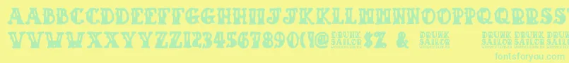 Więcej informacji o czcionce Drunk Sailor Czcionka Drunk Sailor – zielone czcionki na żółtym tle