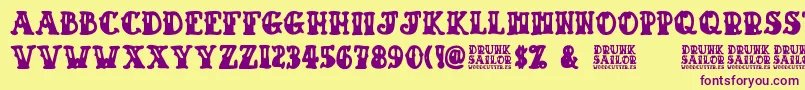 Drunk Sailor Font – Purple Fonts on Yellow Background