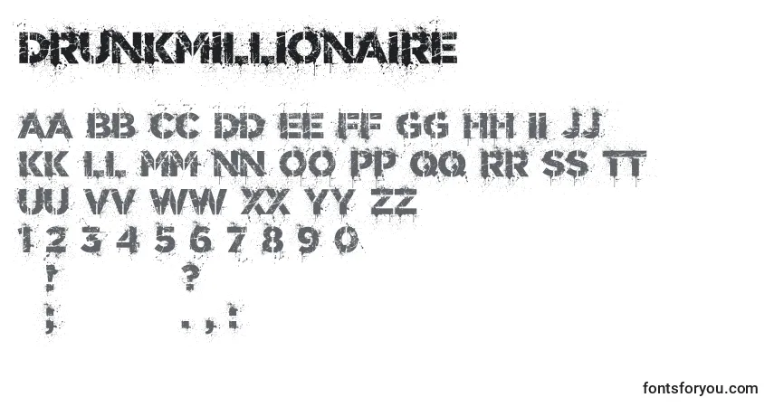 A fonte DrunkMillionaire – alfabeto, números, caracteres especiais
