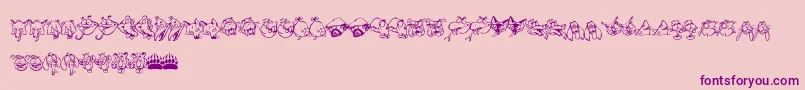 Fonte BearpawBats – fontes roxas em um fundo rosa