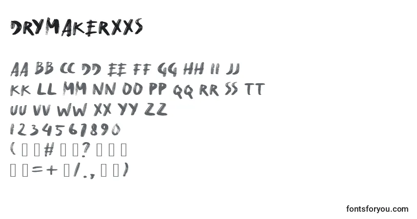 Schriftart DryMakerXXS – Alphabet, Zahlen, spezielle Symbole