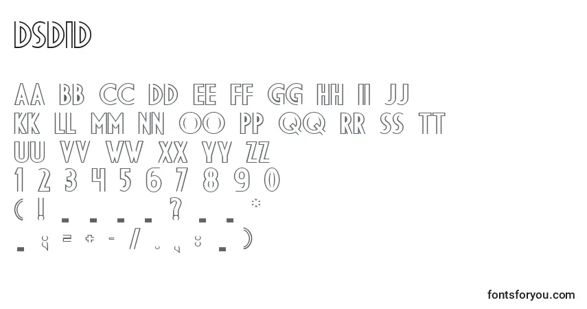 A fonte DSDID    (125572) – alfabeto, números, caracteres especiais