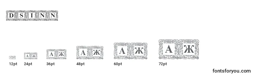 Größen der Schriftart DSINN    (125573)