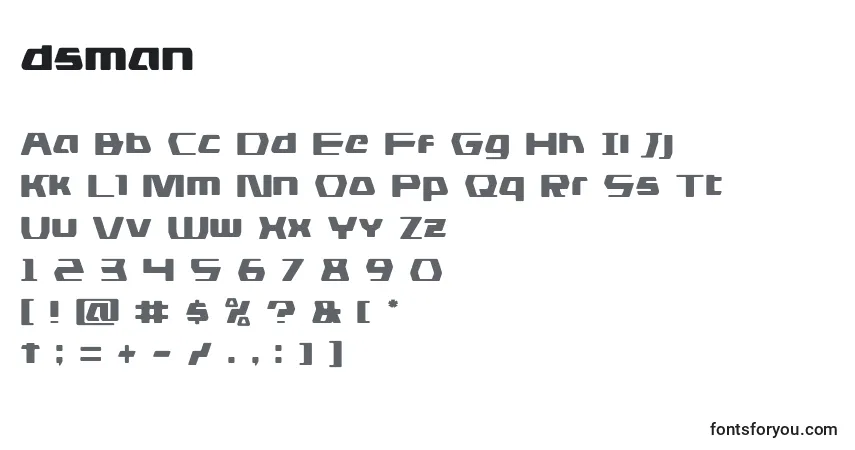 Czcionka Dsman (125574) – alfabet, cyfry, specjalne znaki