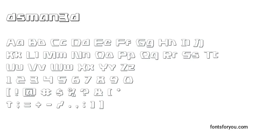 A fonte Dsman3d (125576) – alfabeto, números, caracteres especiais