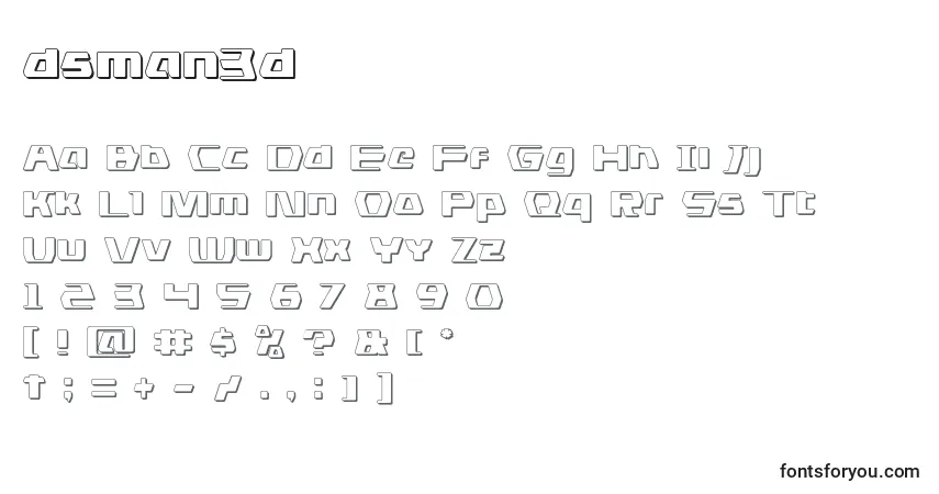 Schriftart Dsman3d (125577) – Alphabet, Zahlen, spezielle Symbole