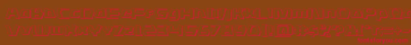 dsman3d-Schriftart – Rote Schriften auf braunem Hintergrund