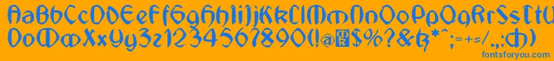 フォントJugendstilMedium – オレンジの背景に青い文字