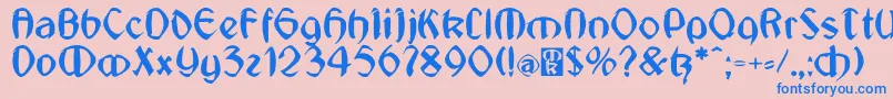 JugendstilMedium Font – Blue Fonts on Pink Background
