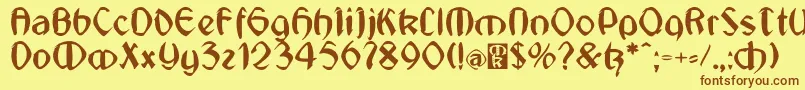 JugendstilMedium Font – Brown Fonts on Yellow Background