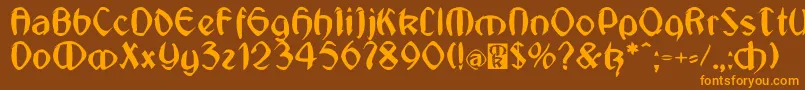 JugendstilMedium Font – Orange Fonts on Brown Background